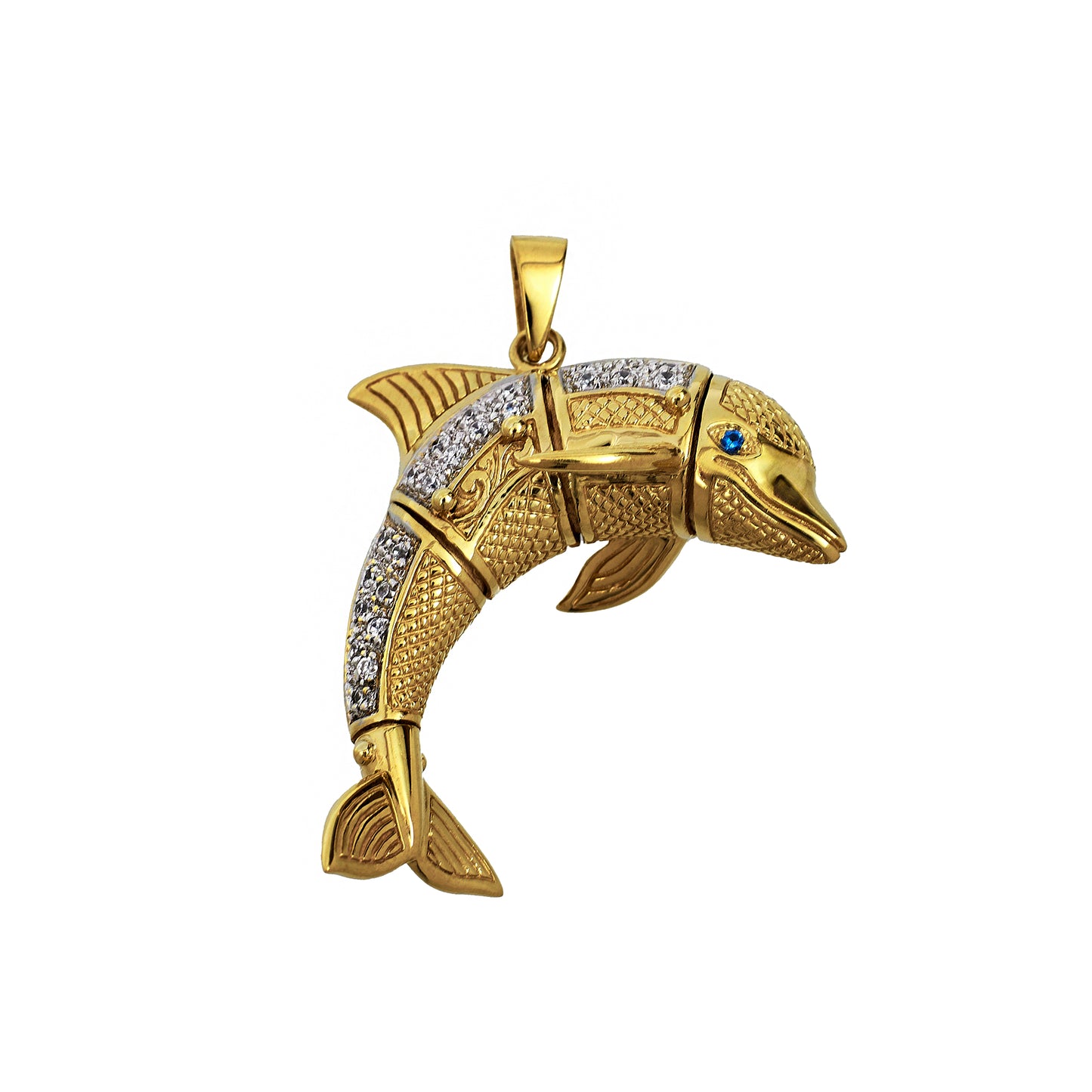 Pre-Owned 9ct Gold CZ Dolphin Pendant