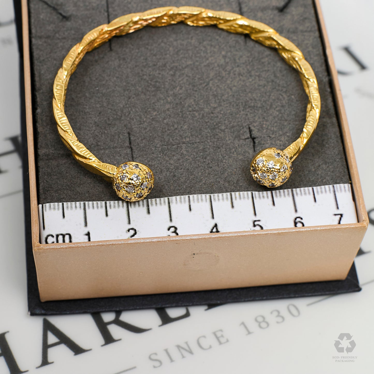 Pre-Owned 9ct Gold CZ Twist Torque Bangle