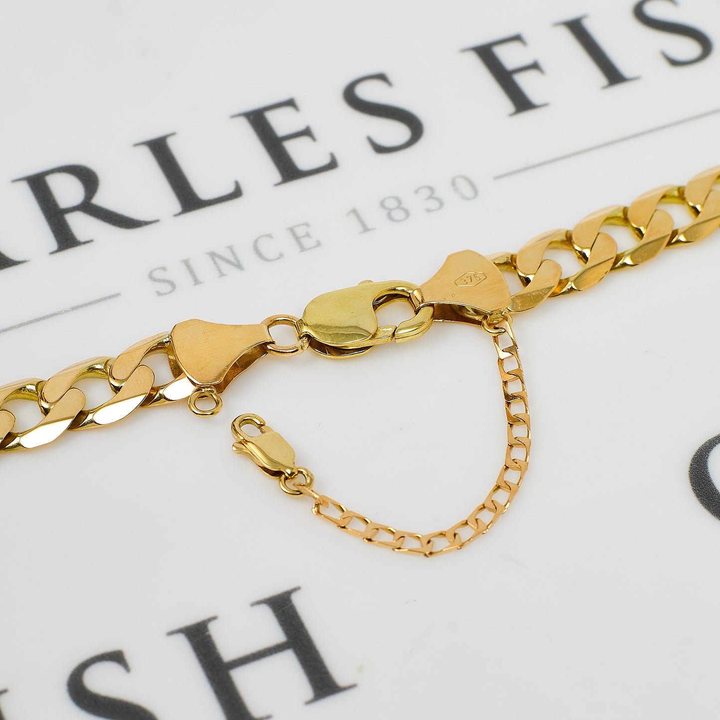 Pre-Owned 9ct Gold Curb Chain Necklace & Safety Chain