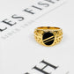 Pre-Owned 9ct Gold Striped Onyx Signet Ring Size S