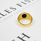 Pre-Owned 9ct Gold Striped Onyx Signet Ring Size S