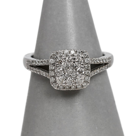 Pre-Owned 9ct White Gold Diamond Cluster Ring Size N.5