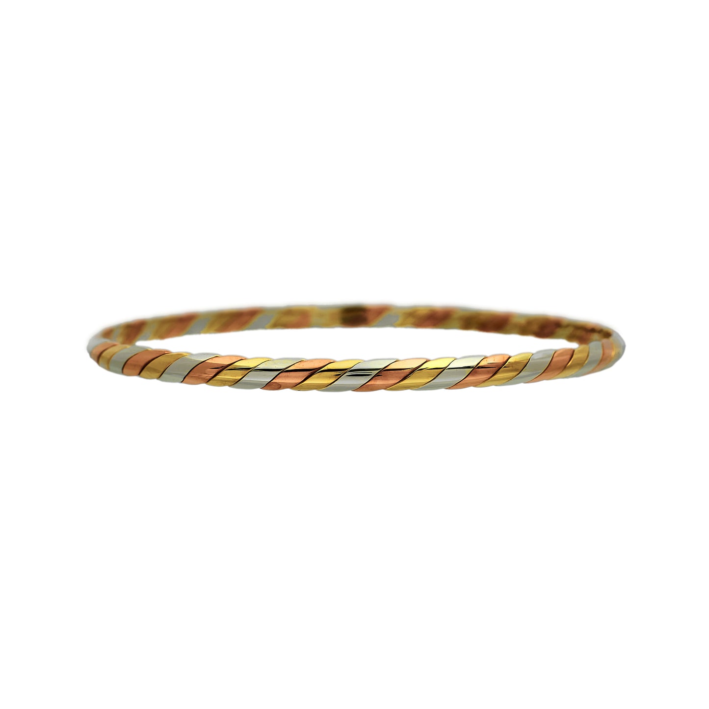 Pre-Owned 9ct Gold Tricolor Twist Bangle