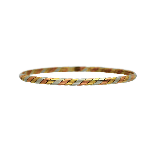 Pre-Owned 9ct Gold Tricolor Twist Bangle