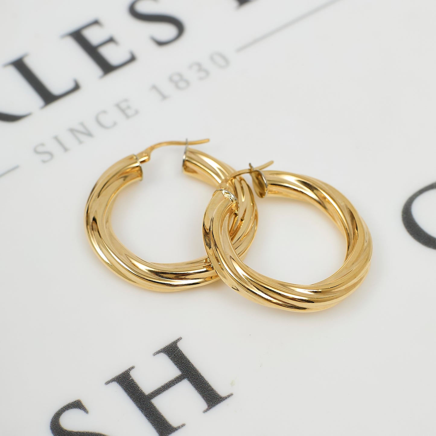 Pre-Owned 9ct Gold Twist Creole Hoop Earrings