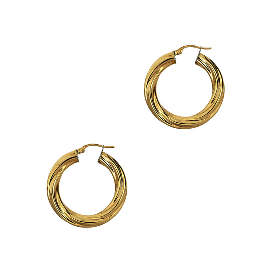 Pre-Owned 9ct Gold Twist Creole Hoop Earrings