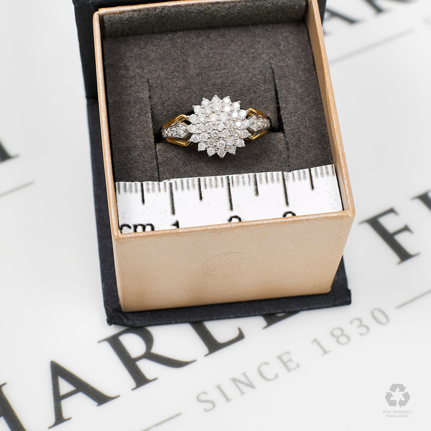 Pre-Owned 9ct Gold Diamond Cluster Ring Size L