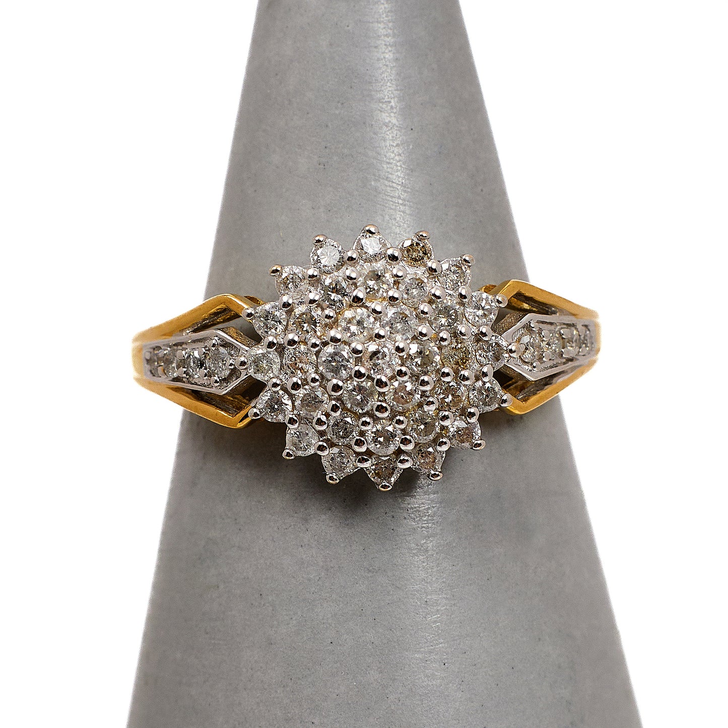 Pre-Owned 9ct Gold Diamond Cluster Ring Size L