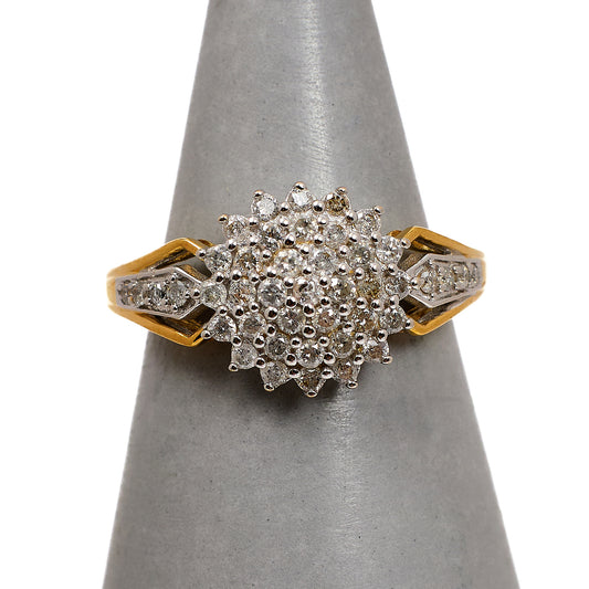 Pre-Owned 9ct Gold Diamond Cluster Ring Size L