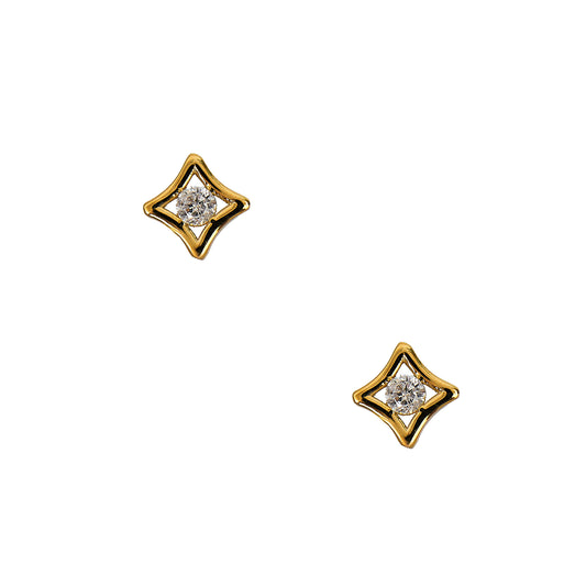 Pre-Owned 14ct Gold CZ Stud Earrings