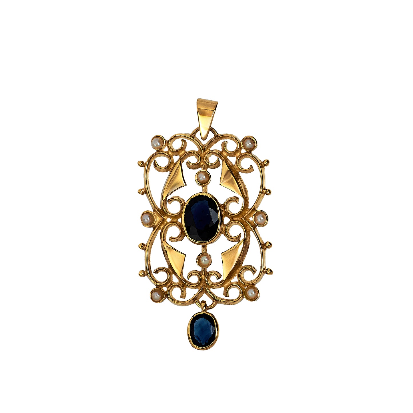 Pre-Owned 9ct Gold Sapphire & Seed Pearl Pendant