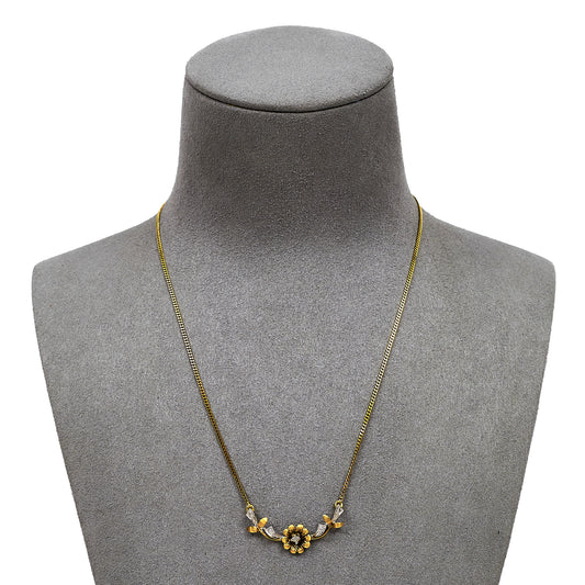 Pre-Owned 9ct Gold Diamond Set Flower Dress Necklace 16 Inch