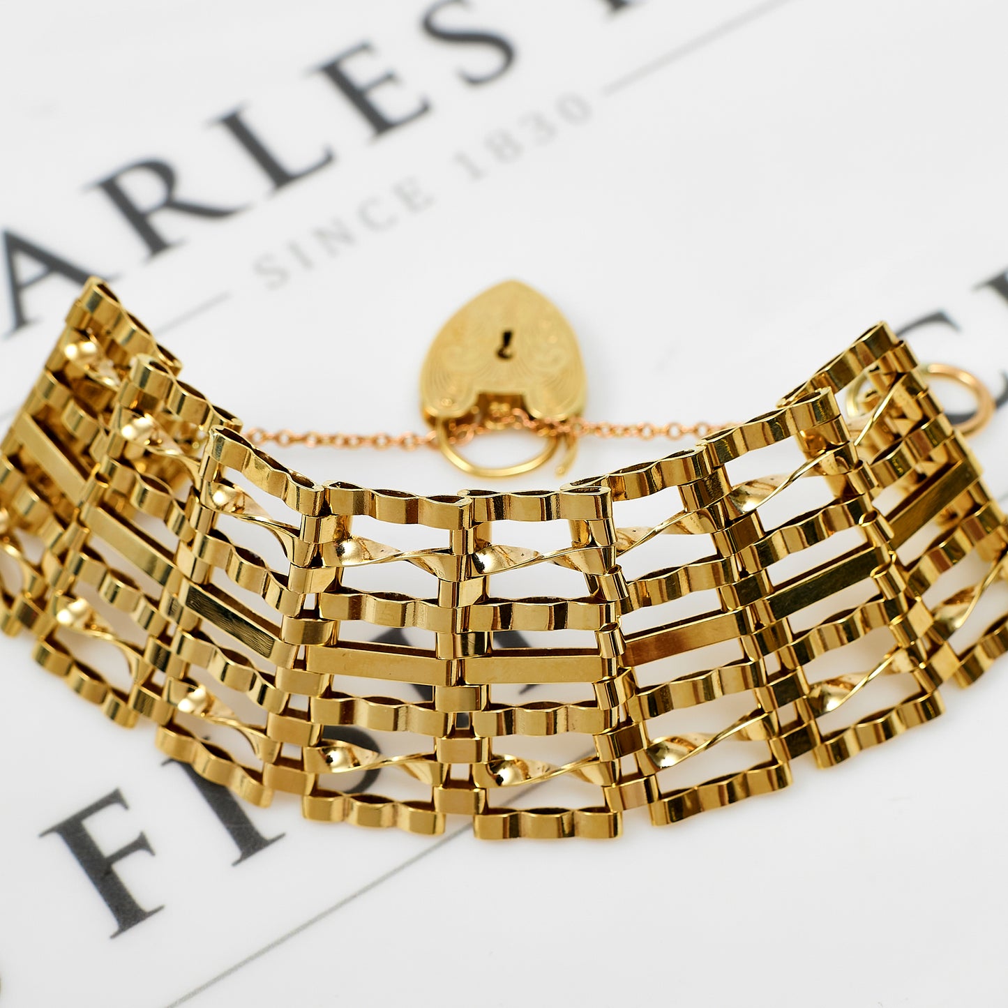 Pre-Owned 9ct Gold 7 Bar Gate Bracelet 8 Inch