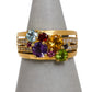 Pre-Owned 9ct Gold Multi Gemstone Dress Ring Size O
