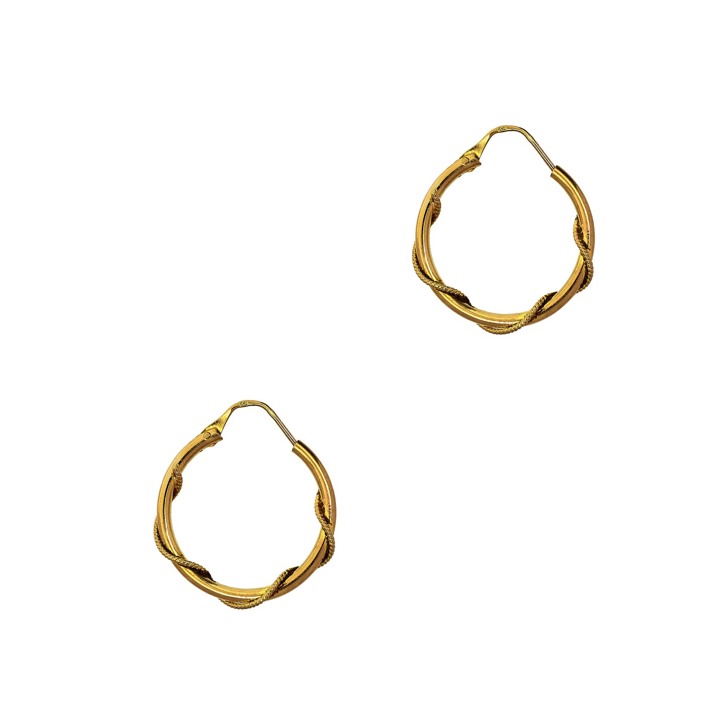 Pre-Owned 9ct Gold Wire Twist Sleeper Hoop Earrings