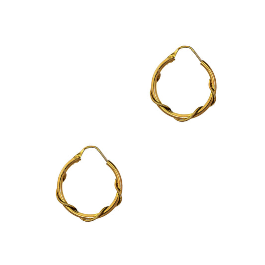 Pre-Owned 9ct Gold Wire Twist Sleeper Hoop Earrings