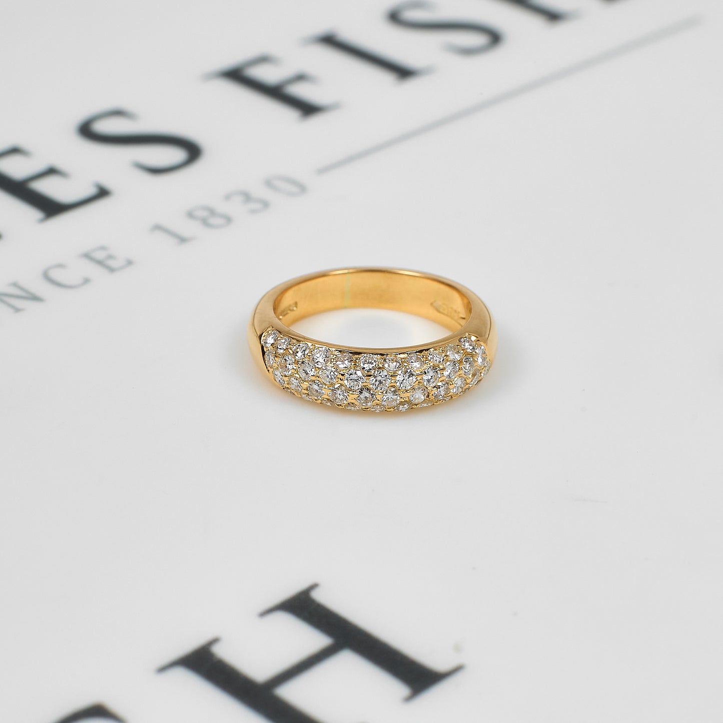 Pre-Owned 18ct Gold 4 Row Diamond Ring Size I