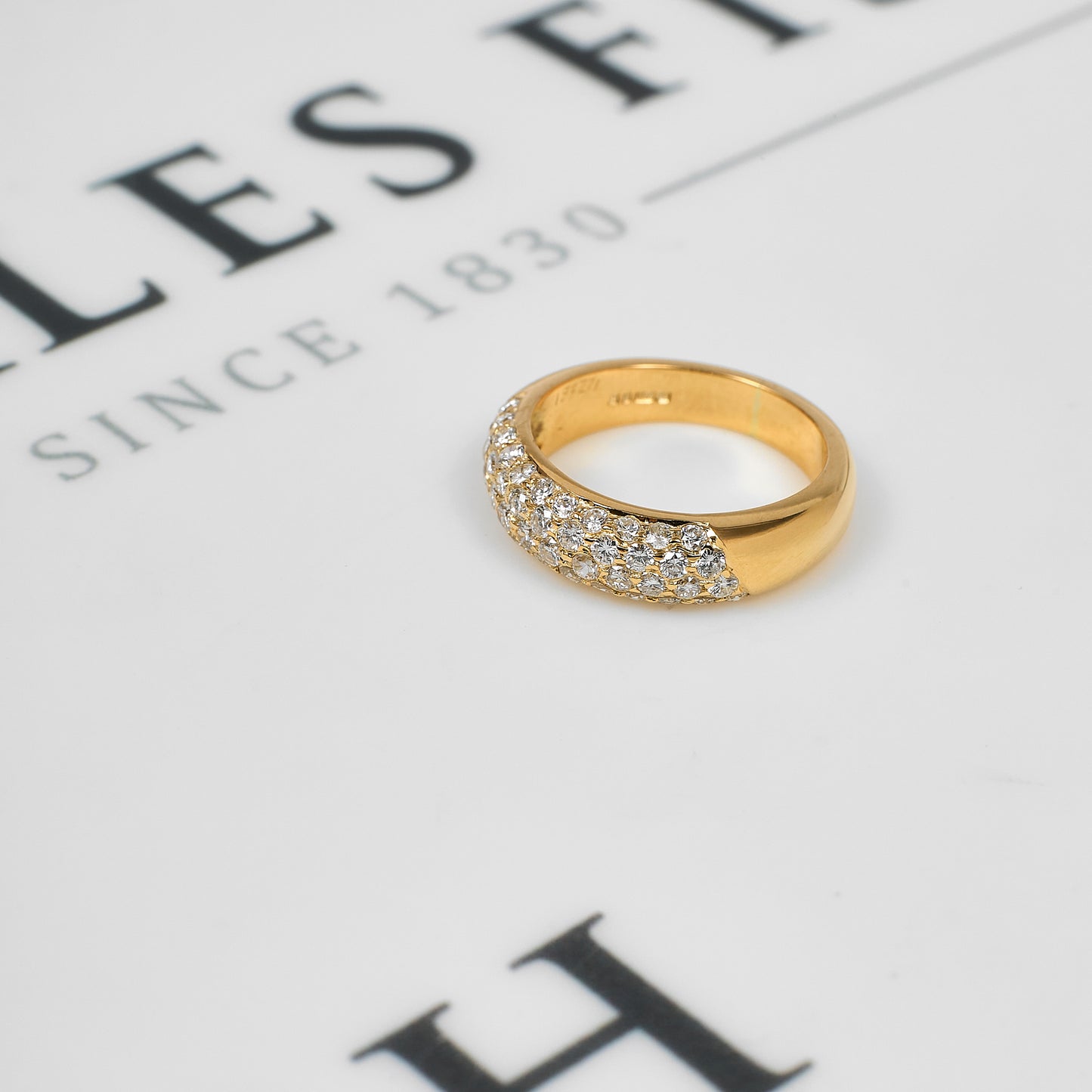 Pre-Owned 18ct Gold 4 Row Diamond Ring Size I