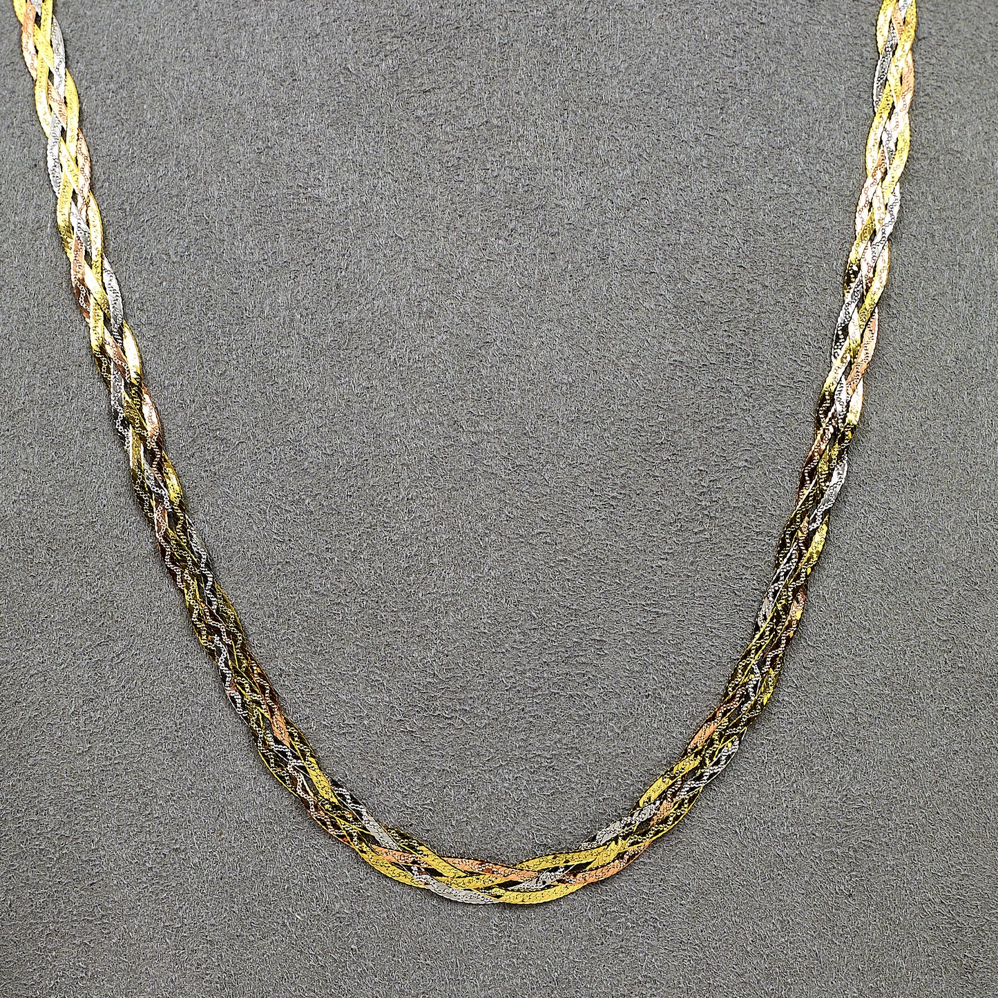 Pre-Owned 9ct Gold Tricolor Plait Design Jewellery SET