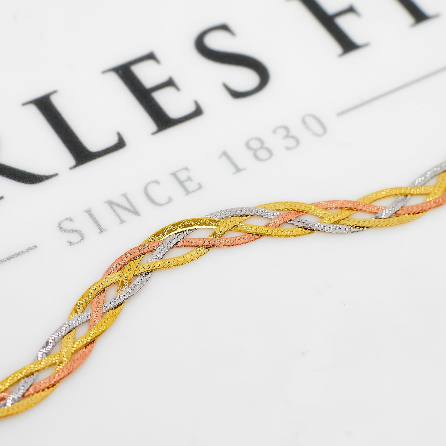 Pre-Owned 9ct Gold Tricolor Plait Design Jewellery SET