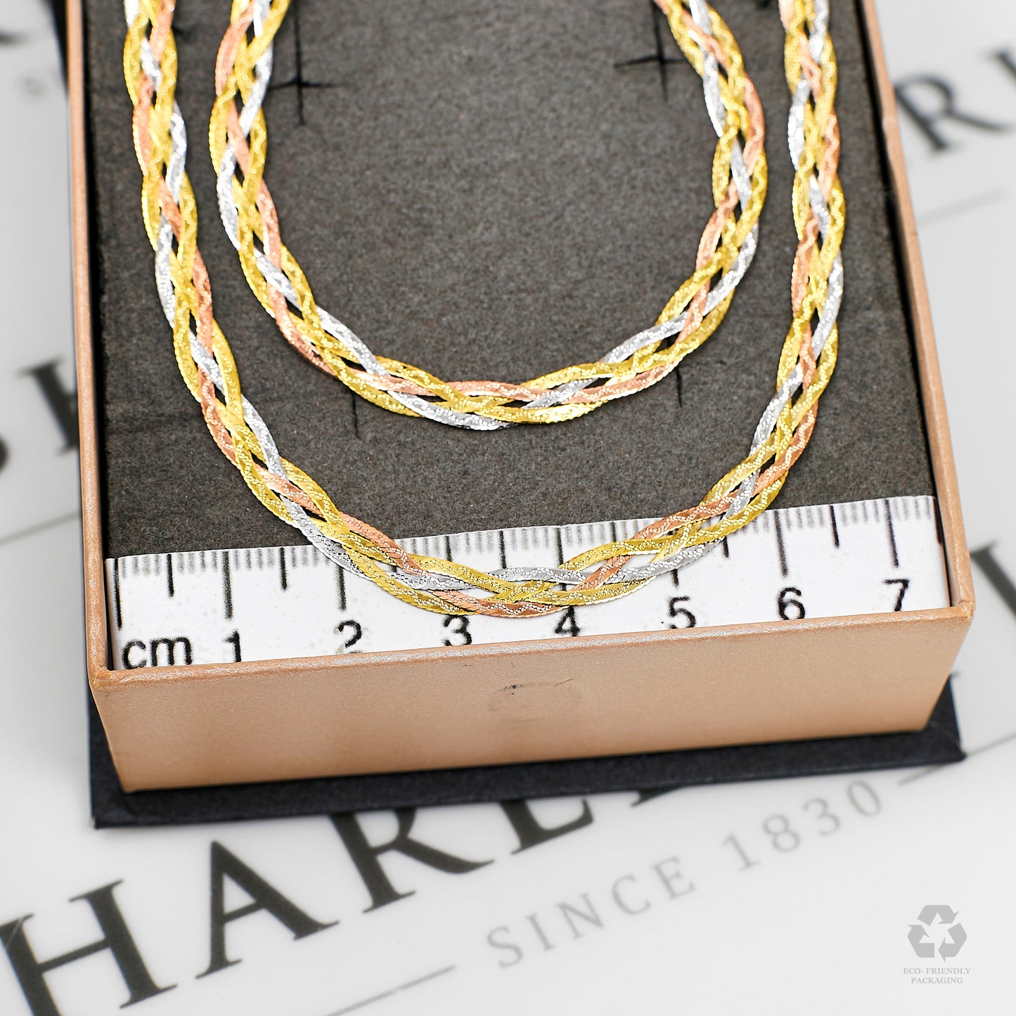 Pre-Owned 9ct Gold Tricolor Plait Design Jewellery SET