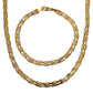 Pre-Owned 9ct Gold Tricolor Plait Design Jewellery SET
