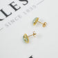 Pre-Owned 9ct Gold Oval Jade Stud Earrings