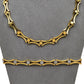 Pre-Owned 9ct Gold 2 Tone Circle & Conclave Link Jewellery SET