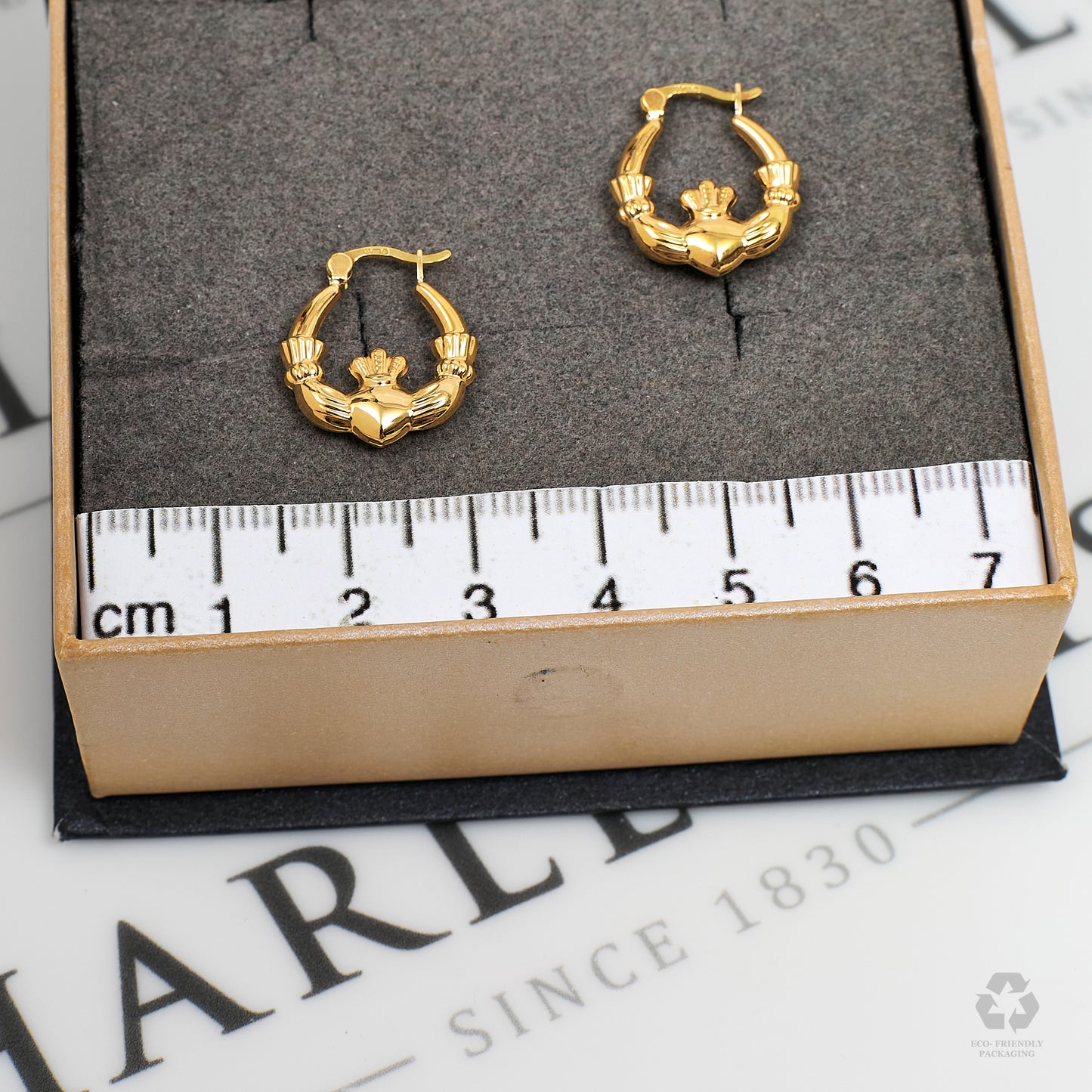 Pre-Owned 9ct Gold Claddagh Creole Hoop Earrings