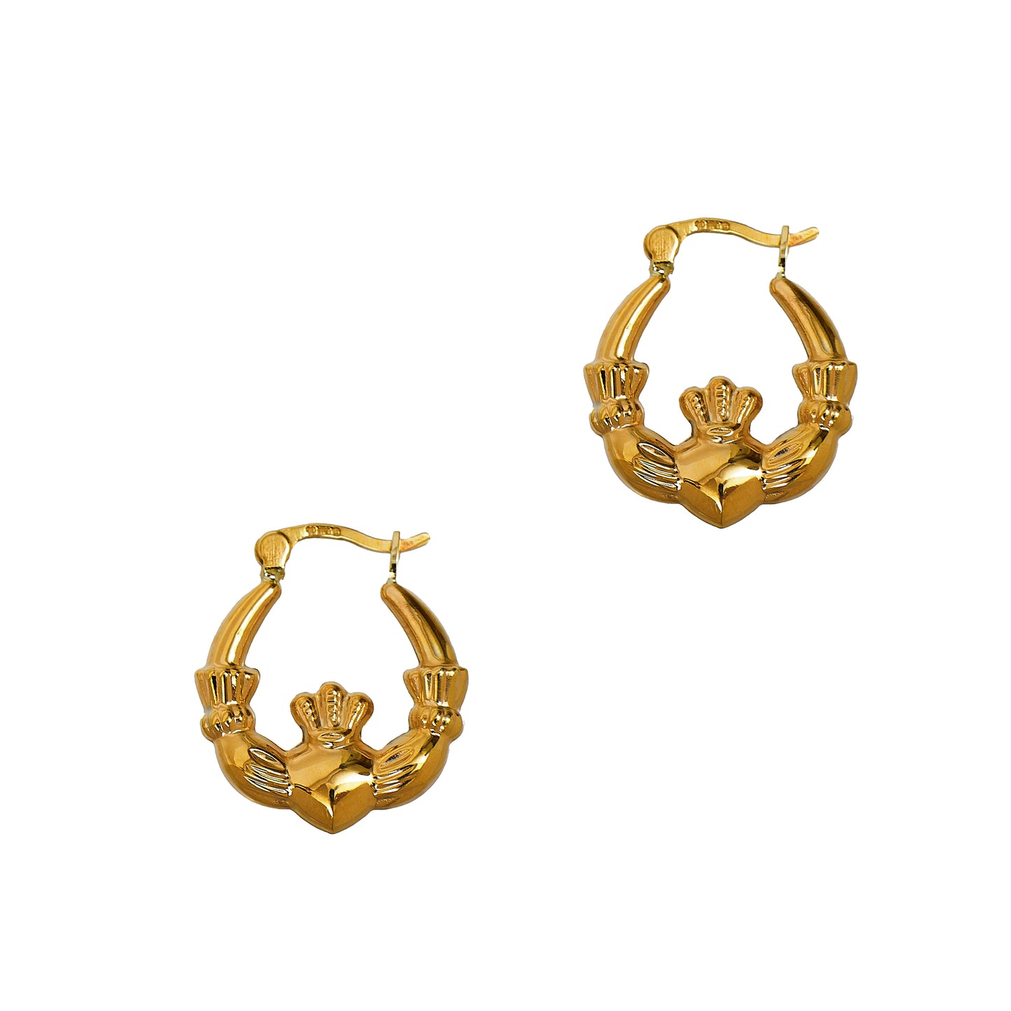Pre-Owned 9ct Gold Claddagh Creole Hoop Earrings