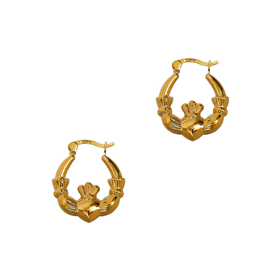 Pre-Owned 9ct Gold Claddagh Creole Hoop Earrings