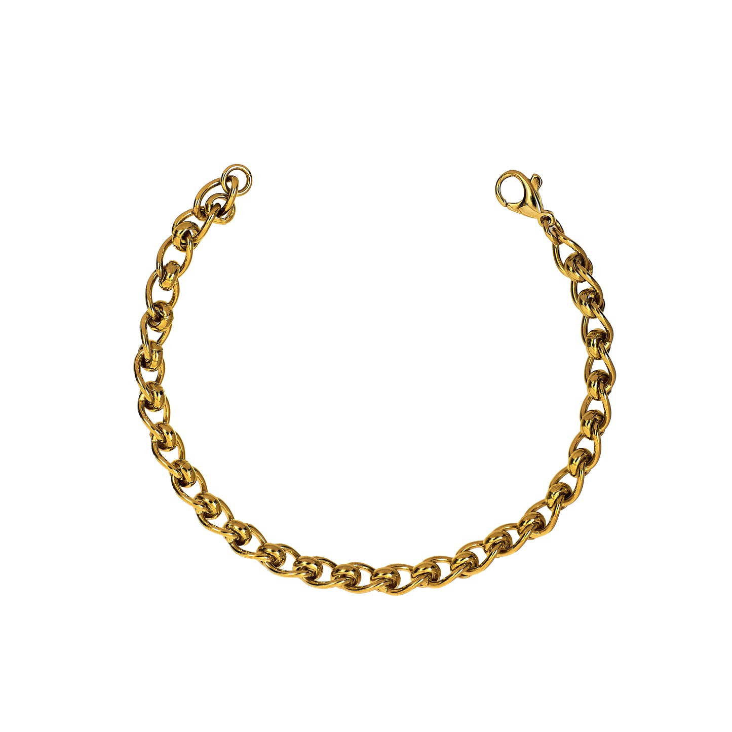 Pre-Owned 9ct Gold Curb & Rollerball Bracelet 7.5 Inch