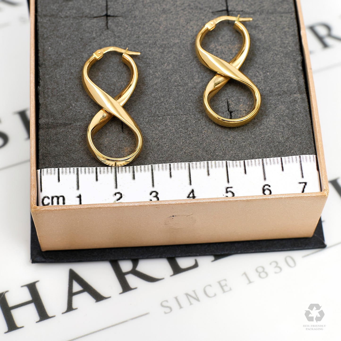 Pre-Owned 9ct Gold Figure Of 8 Creole Earrings