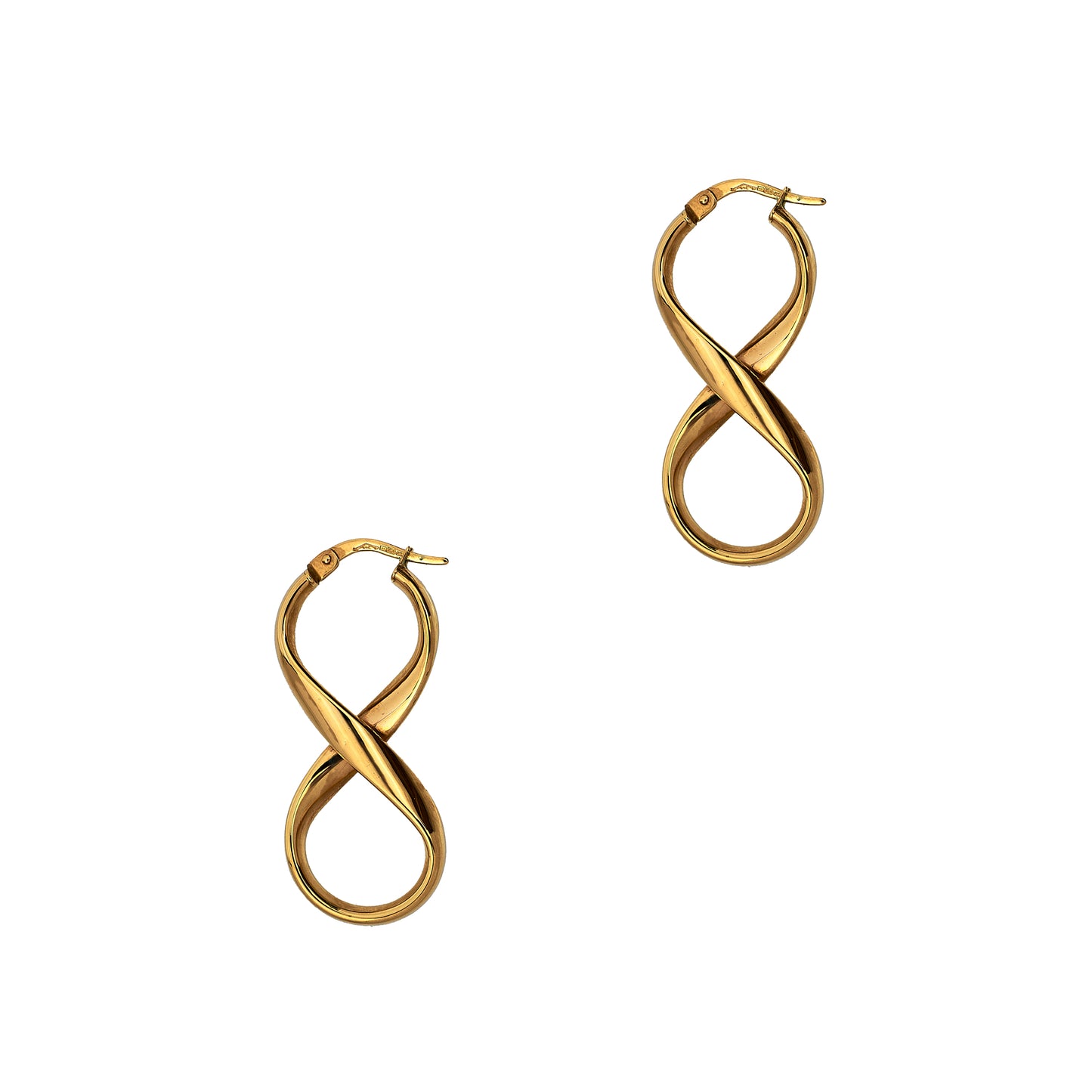 Pre-Owned 9ct Gold Figure Of 8 Creole Earrings