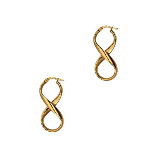 Pre-Owned 9ct Gold Figure Of 8 Creole Earrings