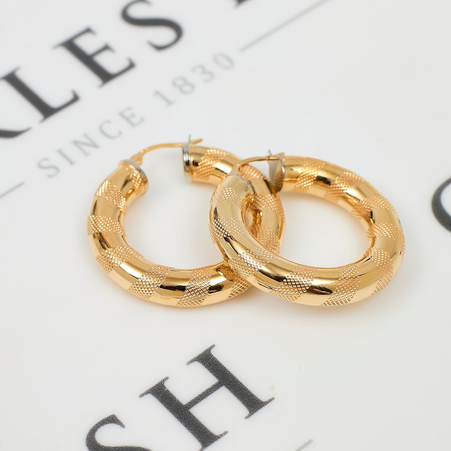 Pre-Owned 9ct Gold Twist Pattern Creole Hoop Earrings