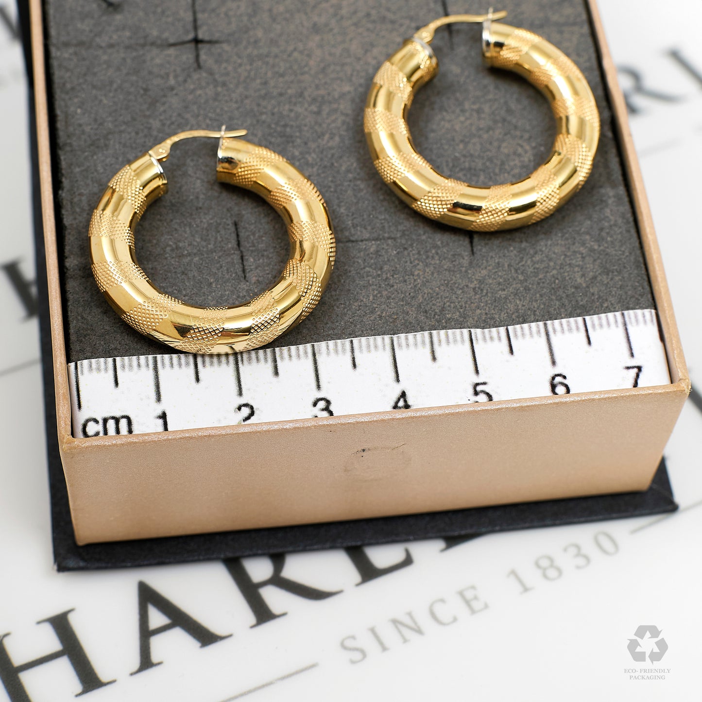 Pre-Owned 9ct Gold Twist Pattern Creole Hoop Earrings