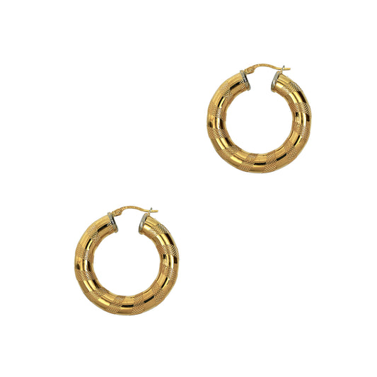 Pre-Owned 9ct Gold Twist Pattern Creole Hoop Earrings