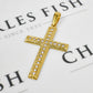 Pre-Owned 9ct Gold CZ Cross Pendant Oversized