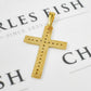 Pre-Owned 9ct Gold CZ Cross Pendant Oversized