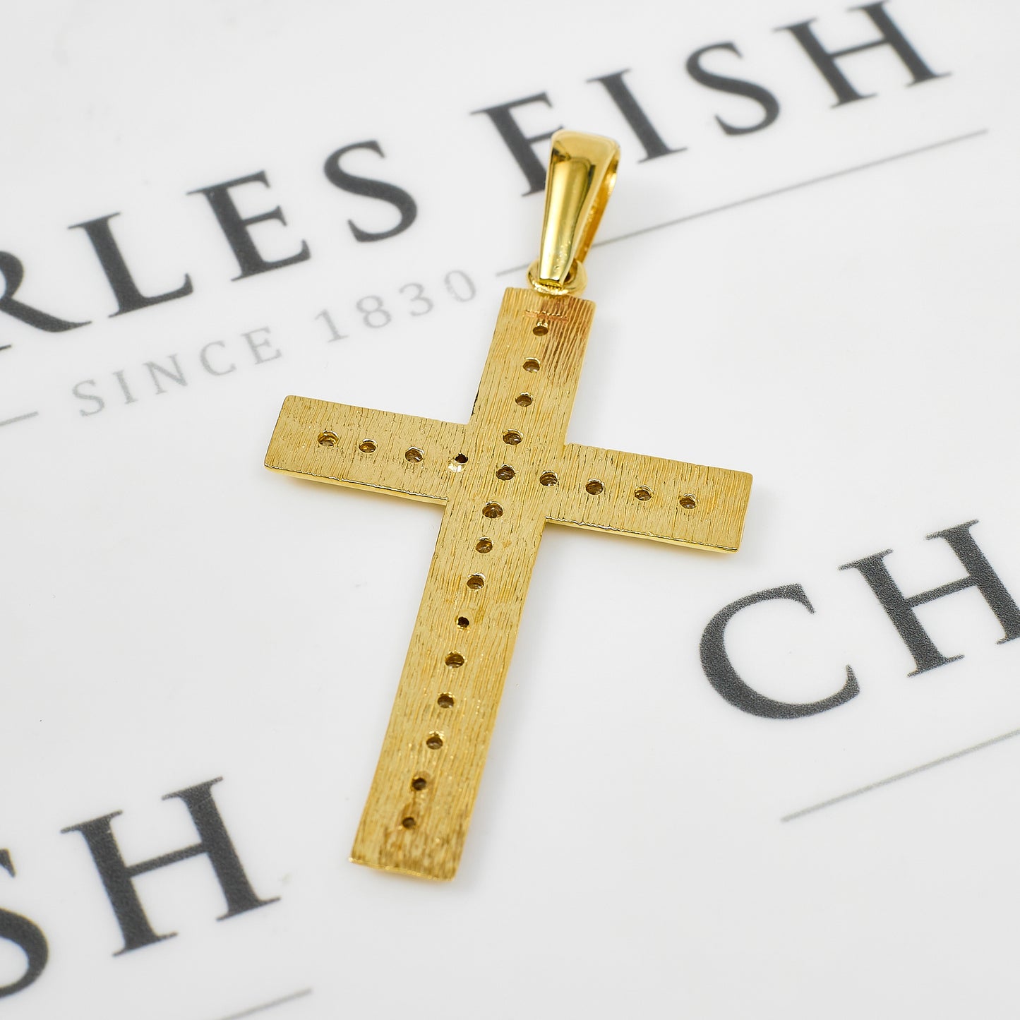 Pre-Owned 9ct Gold CZ Cross Pendant Oversized