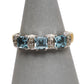 Pre-Owned 9ct Gold Square Aquamarine & Diamond Ring Size P