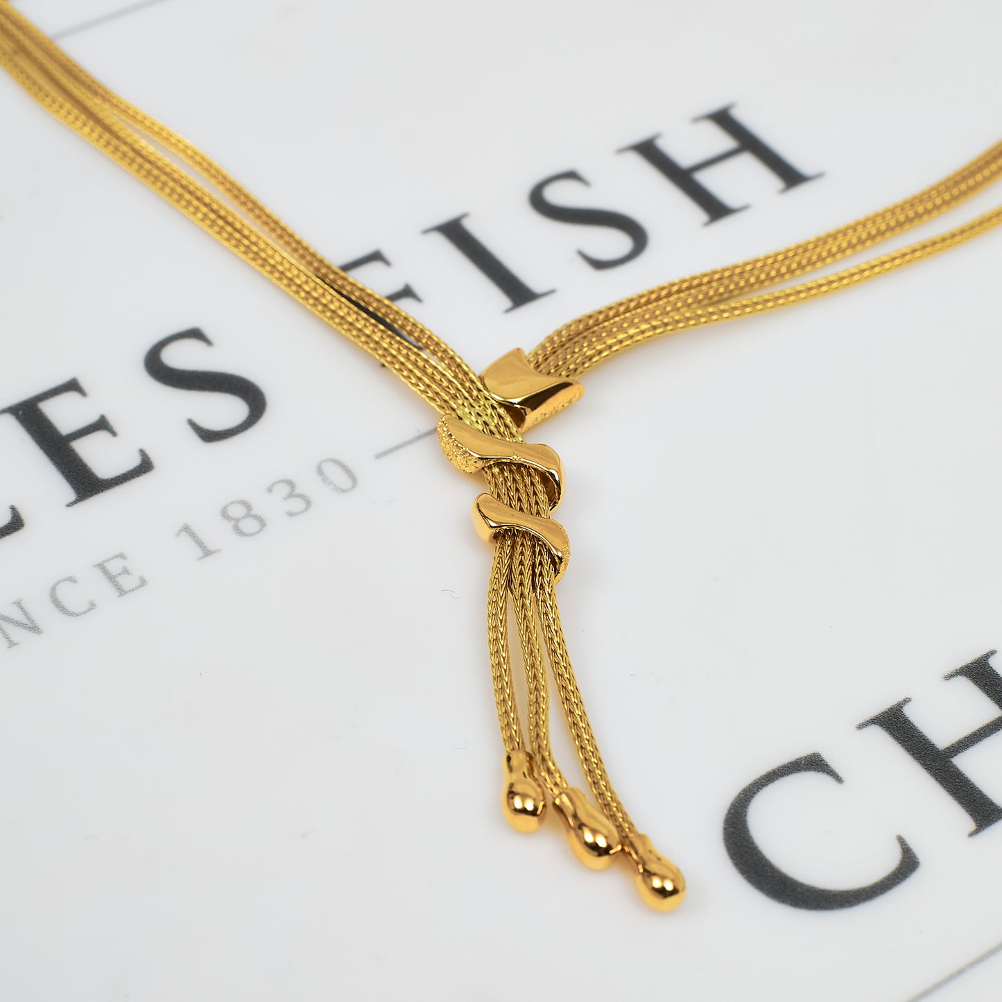 Pre-Owned 18ct Gold 3 Strand Tassel Necklace 17 Inch
