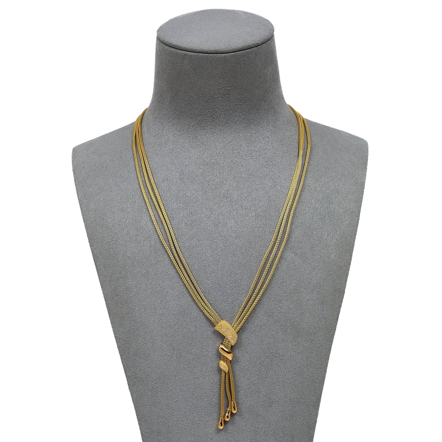Pre-Owned 18ct Gold 3 Strand Tassel Necklace 17 Inch