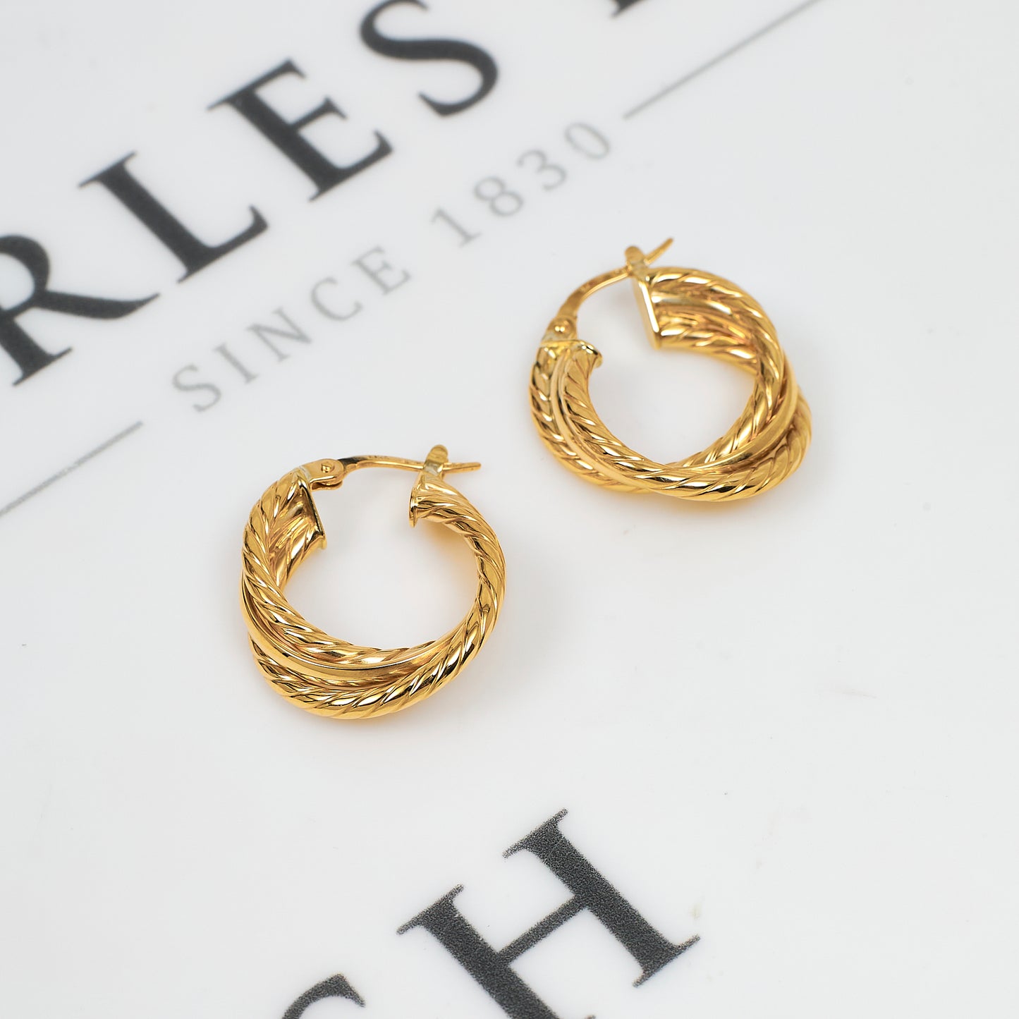Pre-Owned 14ct Gold 3 Hoop Creole Earrings