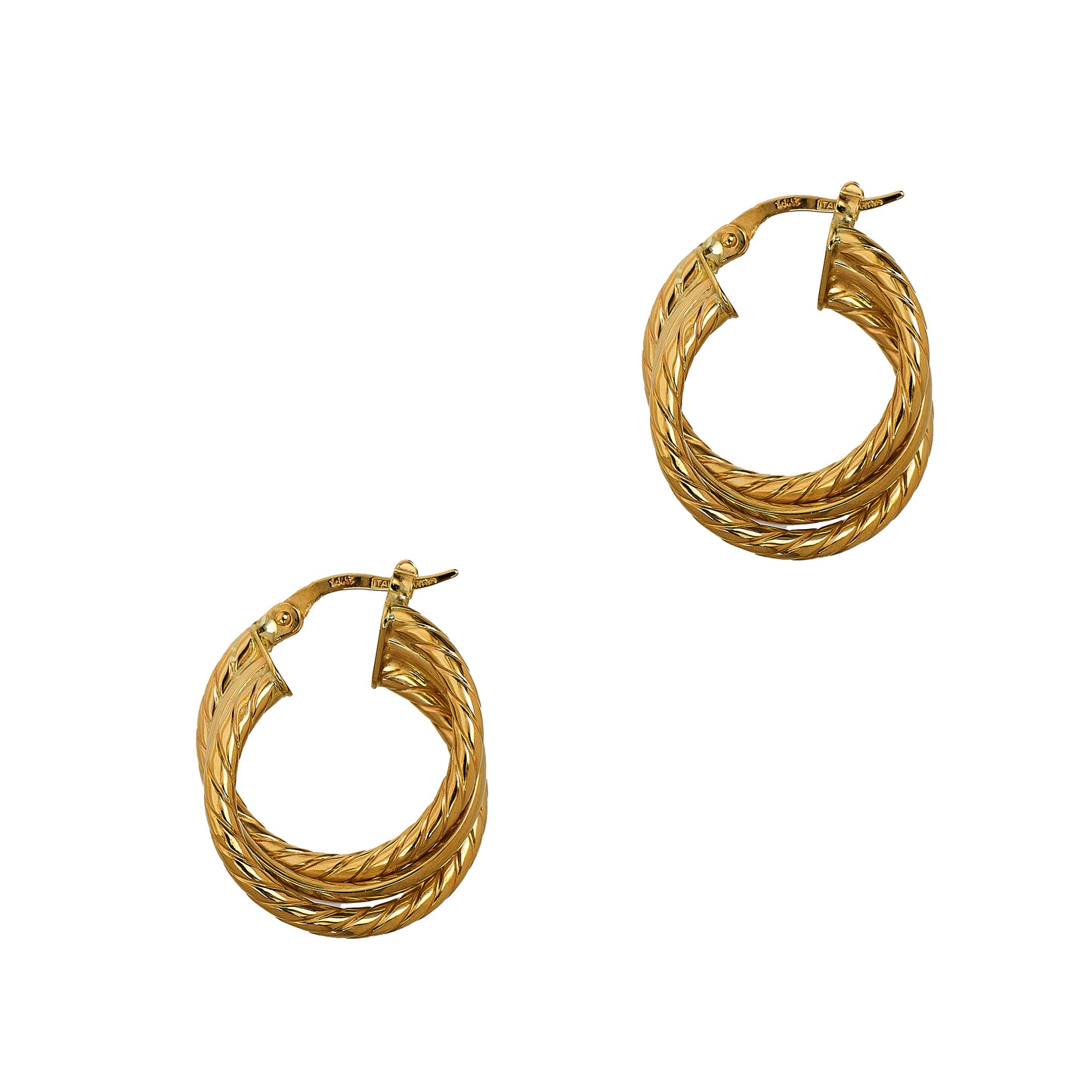 Pre-Owned 14ct Gold 3 Hoop Creole Earrings