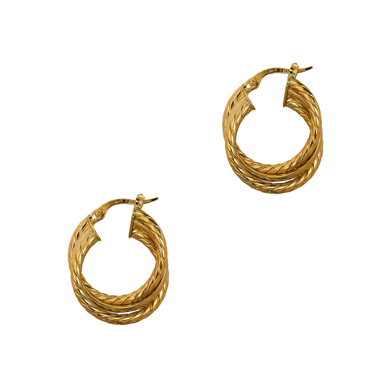 Pre-Owned 14ct Gold 3 Hoop Creole Earrings