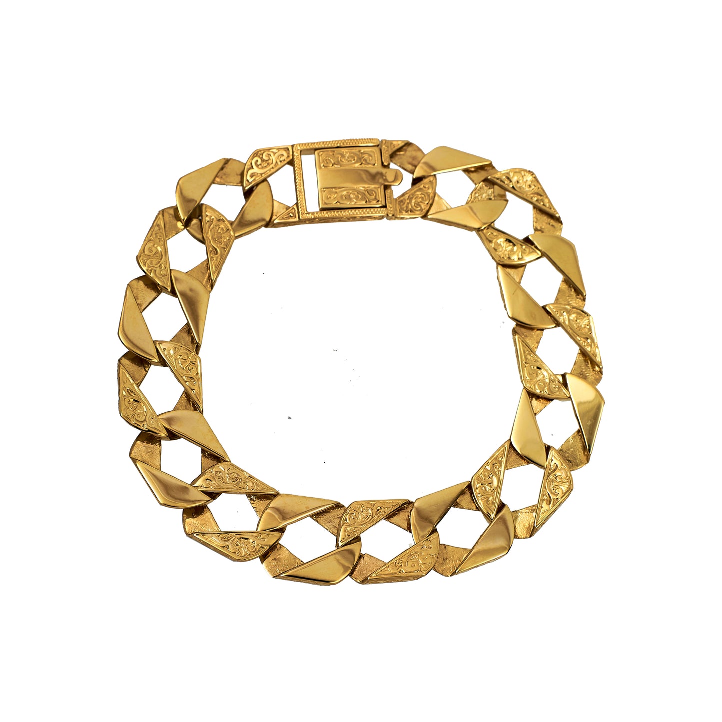 Pre-Owned 9ct Gold Pattern & Polish Curb Chain Bracelet