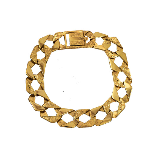 Pre-Owned 9ct Gold Pattern & Polish Curb Chain Bracelet