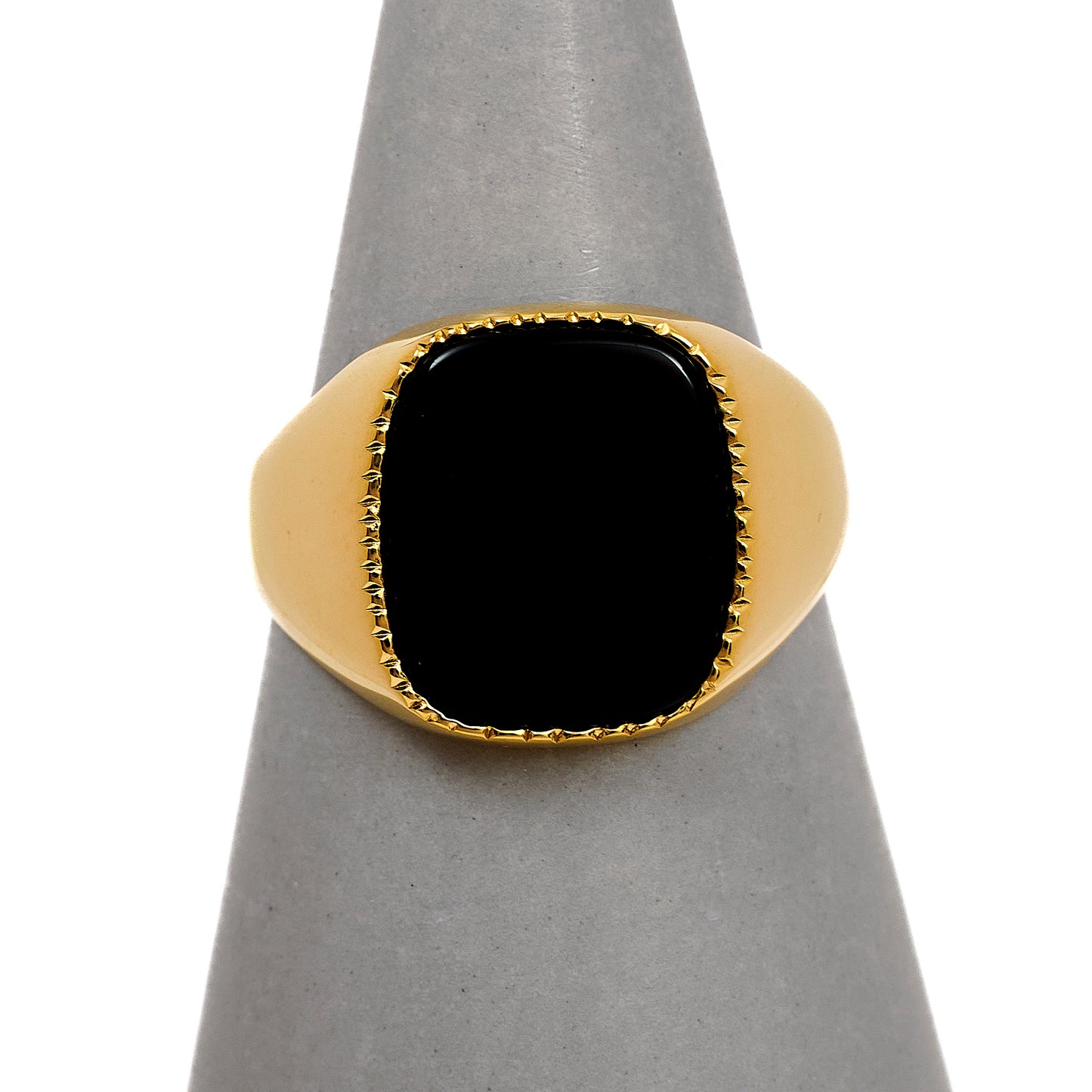 Pre-Owned 9ct Gold Onyx Signet Ring Size T